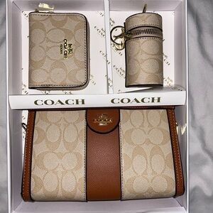 Coach Tan and Brown Mini Bag Set